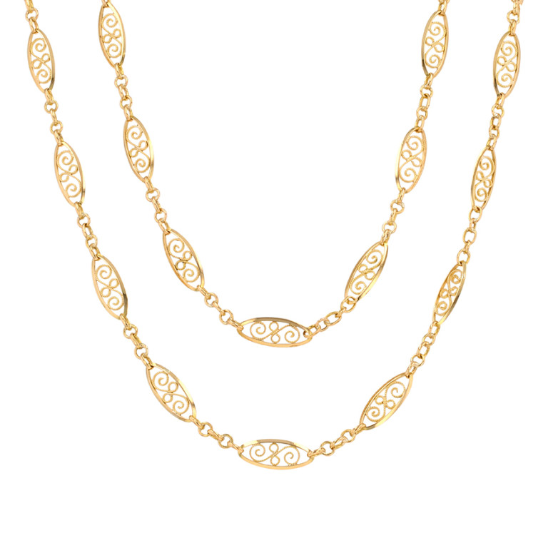 Collier vintage maille filigrane double rang or jaune 38.01g Comme neuf -  reconditionné disponible sur Gemme Les Bijoux